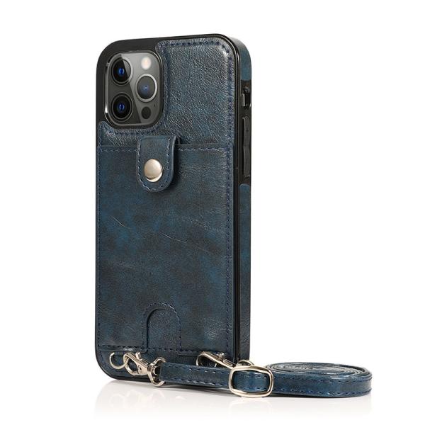 Men's Crossbody Leather Case for iPhone 12 Pro Max Shockproof and Functional Design