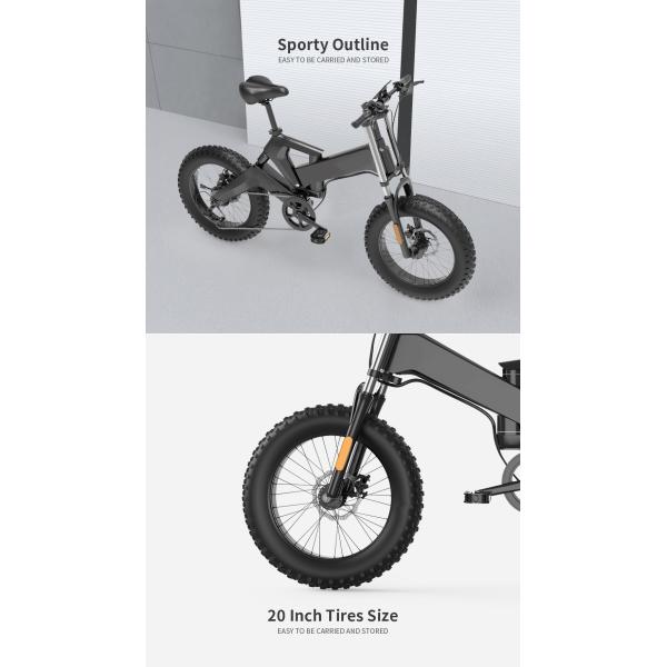 20 Inch Fat Tire Electric Folding Bike AC100v With 10AH Lithium Battery