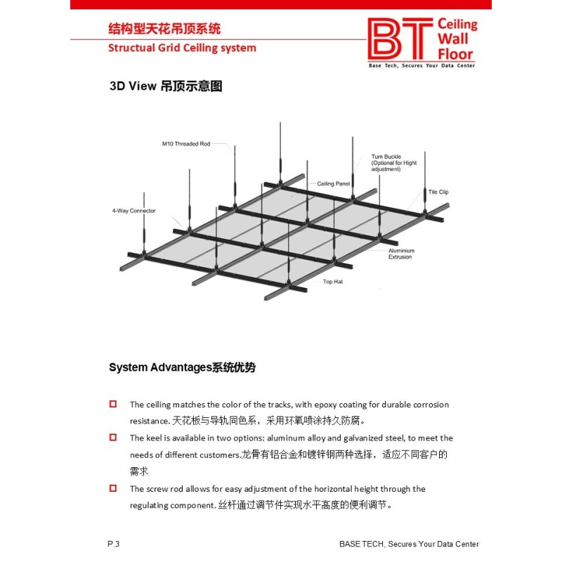 Data Center Structural Suspended Grid Ceiling System