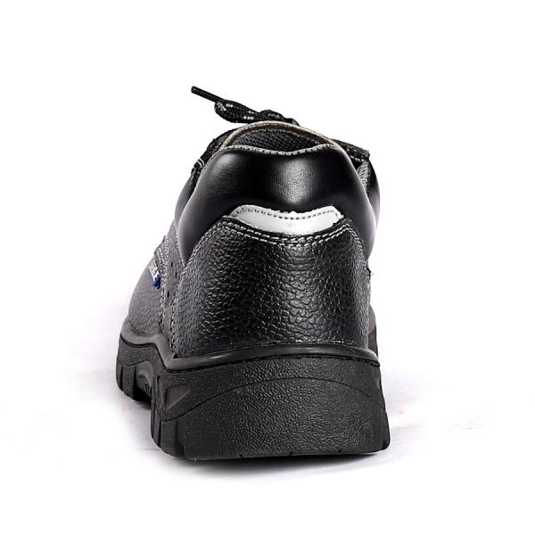 PU Sole Comfortable EVA Branded Safety Shoes Lace Up Closure Basic Steel Toe Embossed Cow Leather Upper