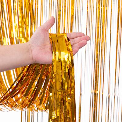 Metallic Gold Fringe Backdrop Curtain 1*1m Gold Foil Curtain