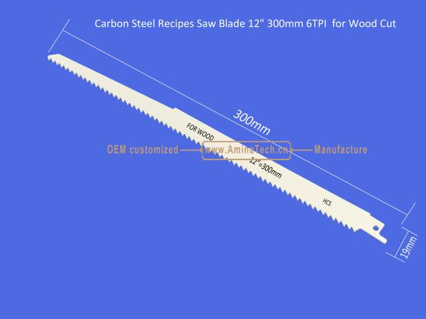 Carbon Steel Recipes Saw Blade 12 300mm 6TPI  for Wood Cut ,Power Tools