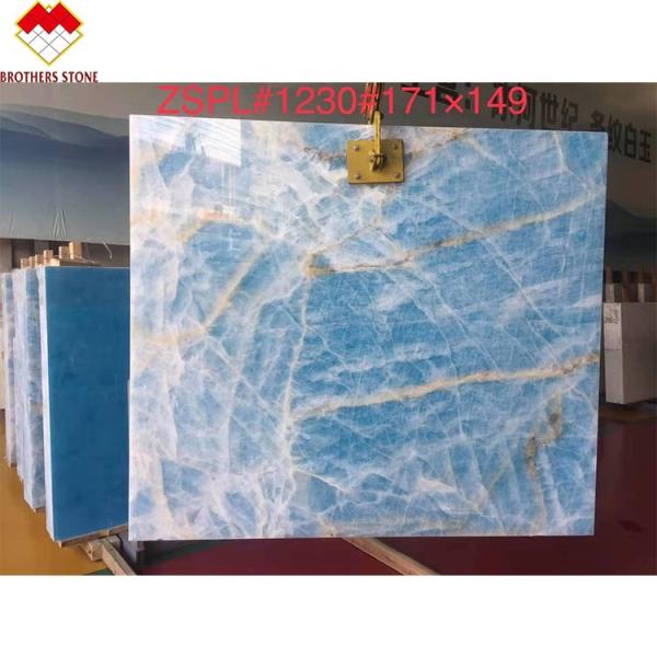 Modern Floor Revolution Translucent Blue Jade Onyx Stone Tiles for Wall and Floor