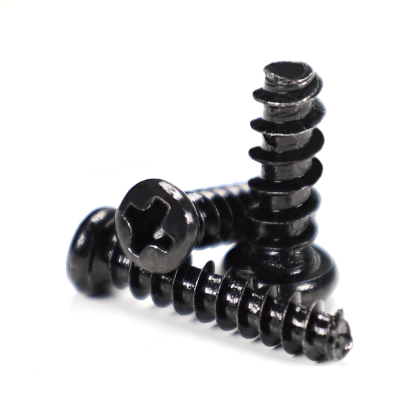 304 black zinc-plated bolts PB factory customized round head cross groove flat tail self-tapping screws toy screws m1/m2