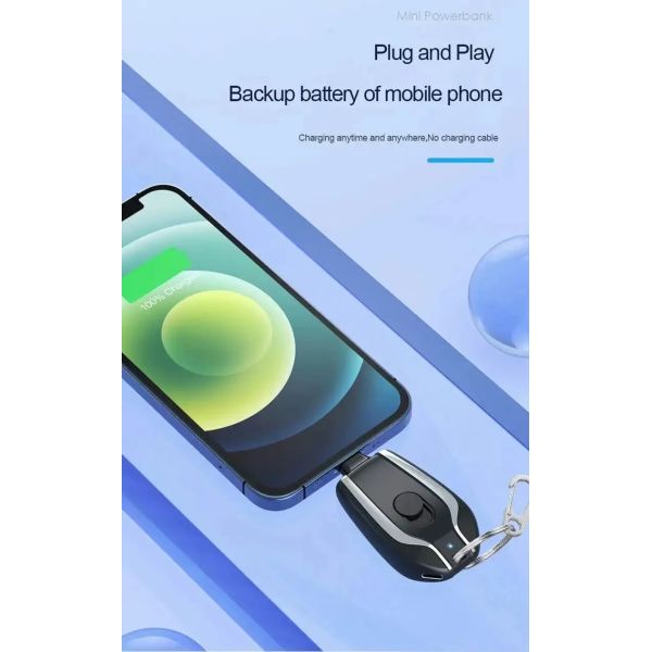 Key Power Bank  Keyring Key Chain Wireless Charger Portable Emergency Keychain 1500mah Mini Power Bank Charger with Keychain