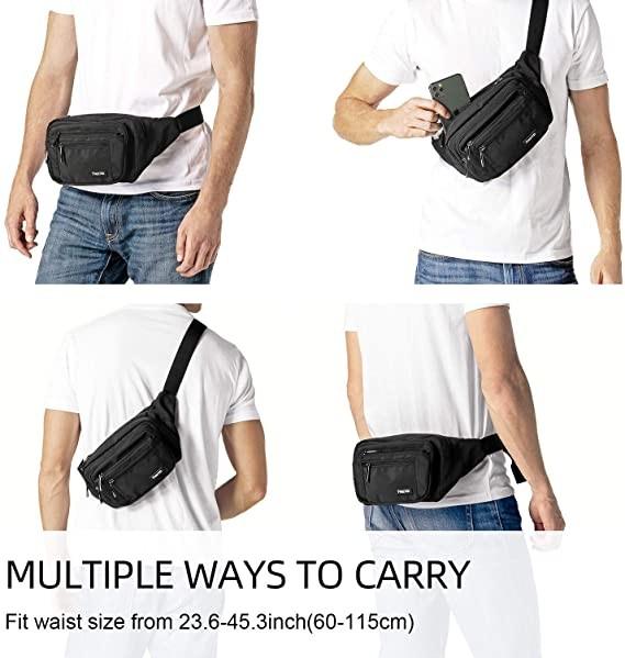 Bum Fashion Fanny Pack Men Women Water Resistant Waist Bag With 6 Zipped Pockets