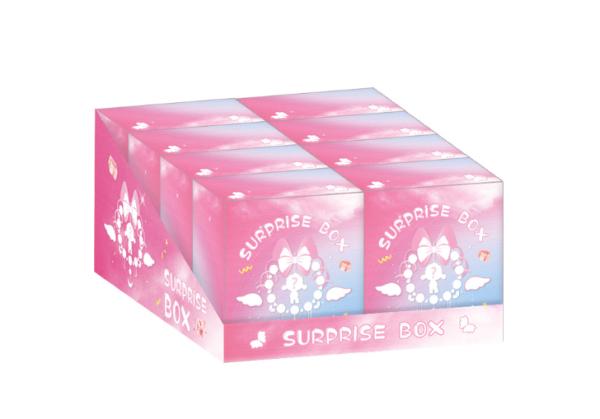 Boîte à surprises Collection de rêve Pastel violet rose mystère Boîtes cadeaux arc orné Blind Packaging