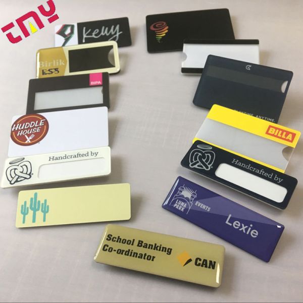 Magnetic PVC Name Tag with Window Slot - Custom Reusable Employee & School Uniform Badge, Personalized Insert Card Design
