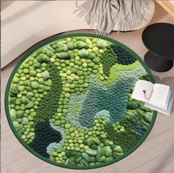 Round Moss Floor Carpet Water Absorption Bedroom Living Room