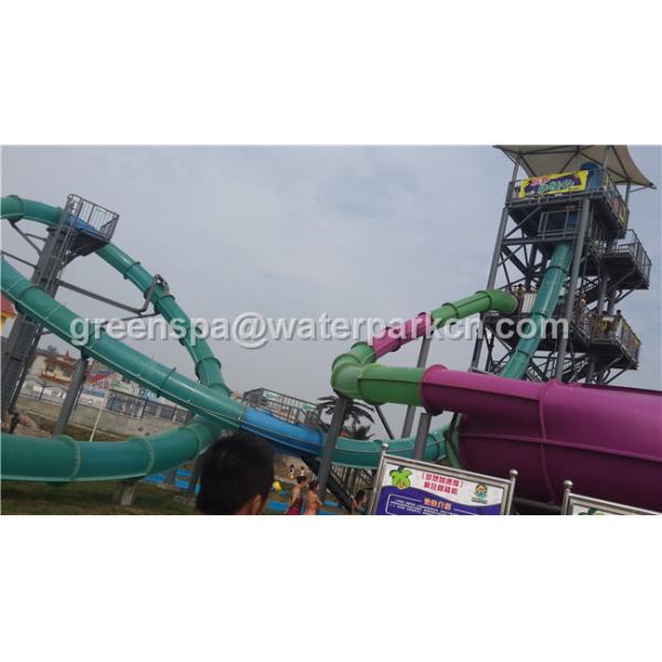 Customized Logo Commercial Spiral Water Slide High Speed For Water Entertainment