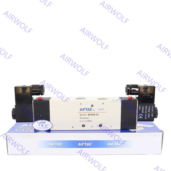 4V410-15, 4V420-15 AIRTAC 4V400 Series 5/2 way, 5/3 way Electric Solenoid Valve 1/2
