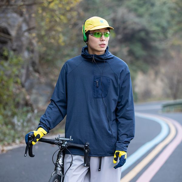 Quick Dry Anti-UV Antibacterial Hooded Pullover, Forest Style Outdoor Long Sleeve Cycling Shirt For