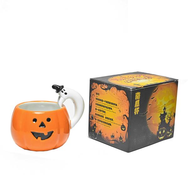 Household Ceramic Pumpkin Mug , Sustainable Halloween Ceramic Cups