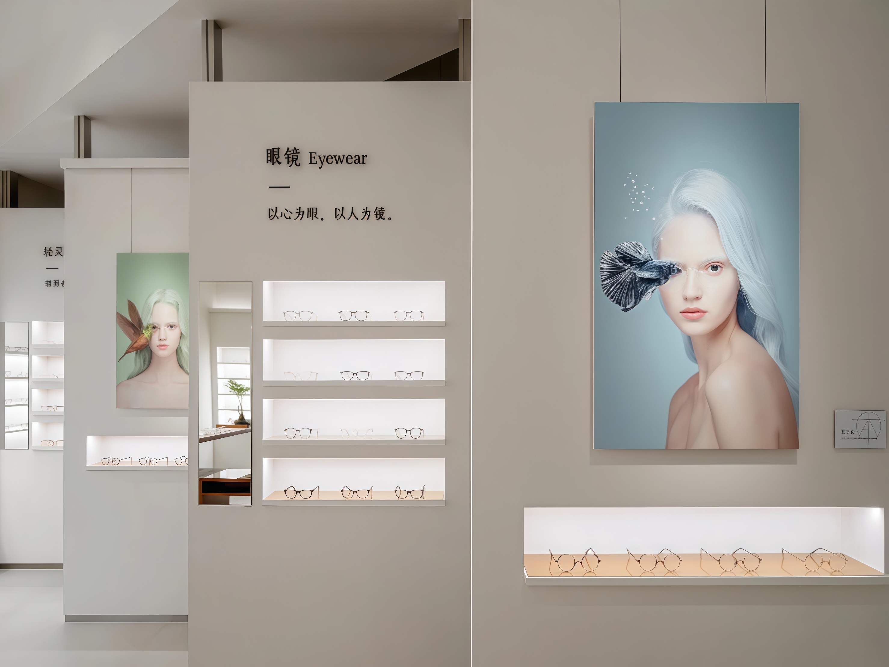 Custom Heavy Duty Eco-Friendly Eyeglasses Display Shelf and Optical Store Showcase Furniture Factory