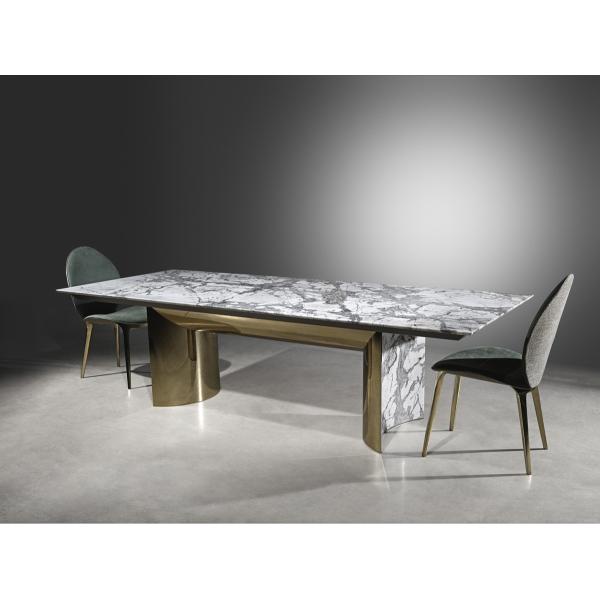 Italian Marble Luxury Style Dining Room Furniture Set Stainless Steel Leg Dining Table