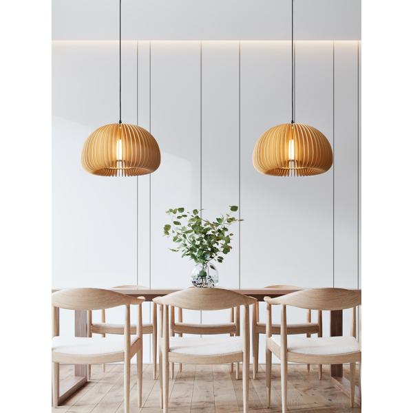 Japanese style vintage pumpkin pendant lights bed room bedside hanging wood lamp(WH-WP-48)