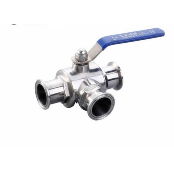 1 Inch Stainless Steel Sanitary Valves 3 Way Sanitary Ball Valve PTFE Sealing Material For Food Line