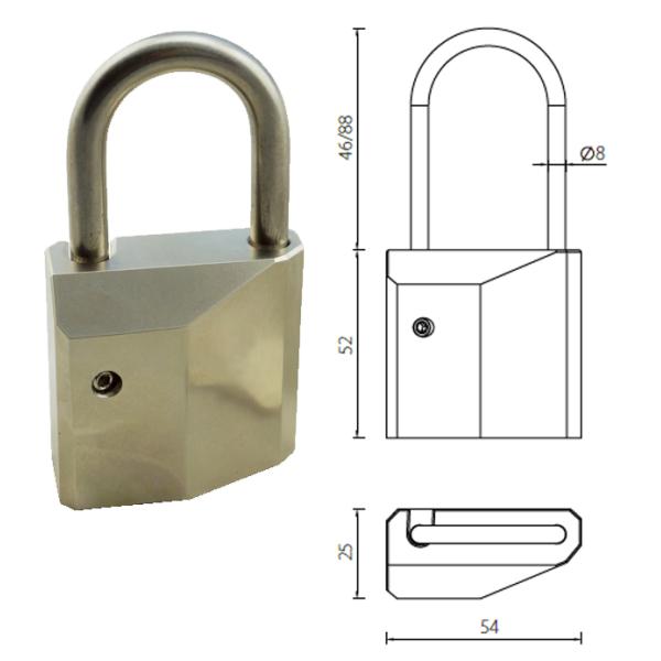 PLEC10 Mortice Lock Cylinder / Euro Cylinder Padlock Stainless Steel Shackle Matt Chrome
