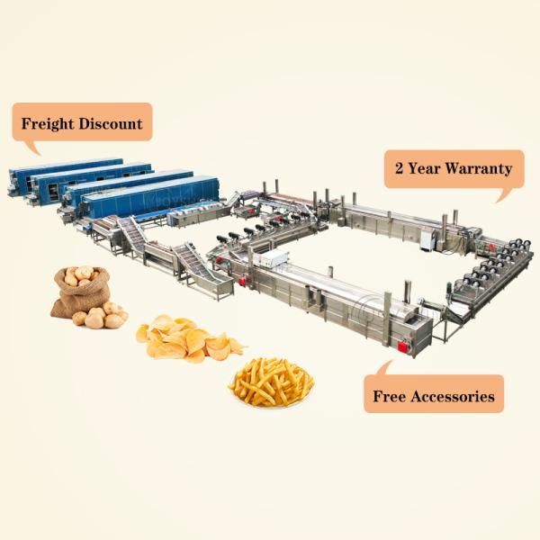 Fully Automatic Frozen French Fries Fry Production Line with Gas Heating Large Output