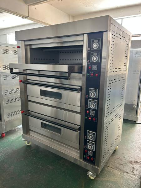 6 Trays LPG Gas Deck Oven 220V 50HZ 3 Deck Model for Commercial Restaurant Cooking