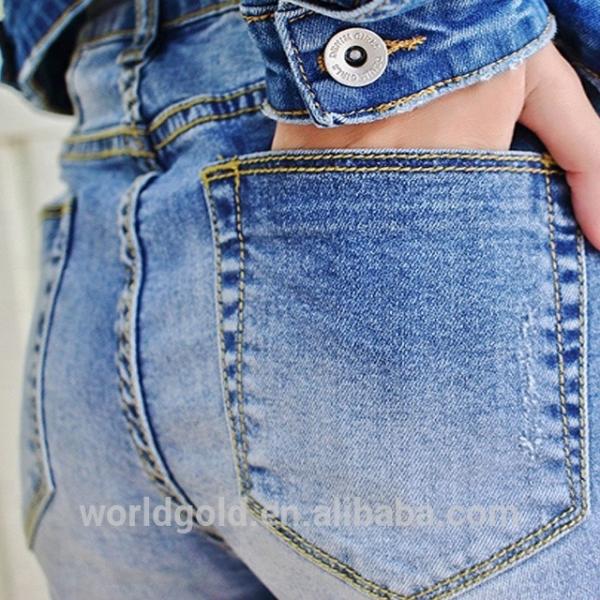 Casual Fashion Girls Distressed Ripped Skinny Jeans Spandex / Cotton Material