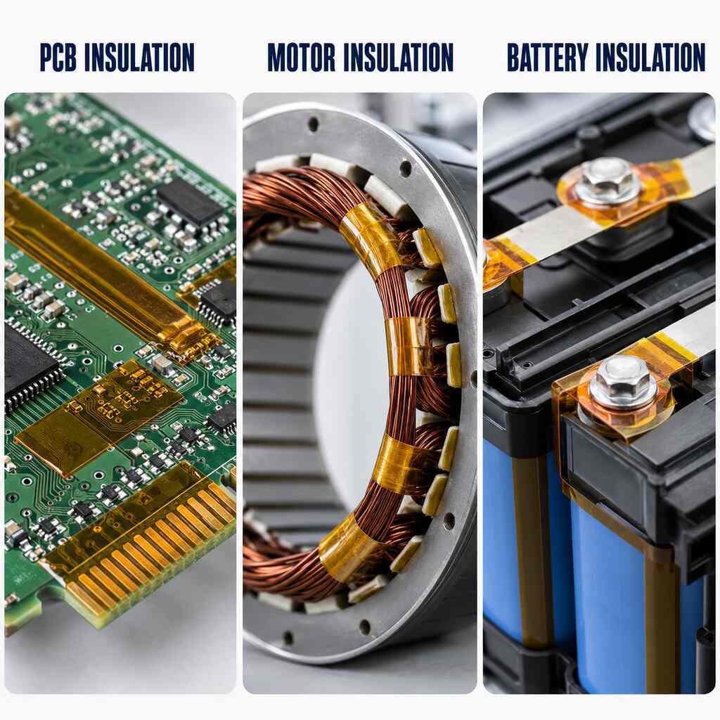 Amber Polyimide Tape (Golden PI Tape / Brown PI Tape) – Single-Sided Translucent PI Film with Silicone Adhesive for Motor, Transformer, Battery-Tab and Cable Insulation