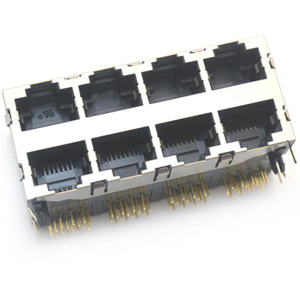 8P8C 2*4 8 ports rj 45 gigabit ethernet connector jack modular1000BASE-T right angel through hole with shielded