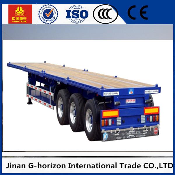 Tri Axle Flatbed 40 FT Container Long Flatbed Trailer Green Red Yellow White Blue Color