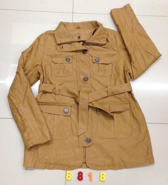 8818 Ladies fashion pu long jacket stock (coats,blouzes,tops)