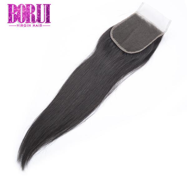 Fechamento reto do laço do cabelo humano com o malaio de Remy do cabelo do bebê toda a cor