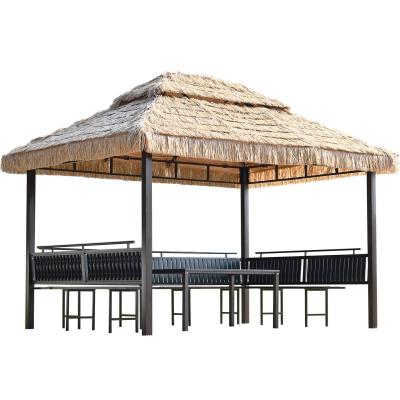 Gazebo Outdoor Courtyard Pavilion Aluminum Alloy Garden Cabana Thatched Roof Hut Sunroom Tea House Rural Yard Homestay Canopy