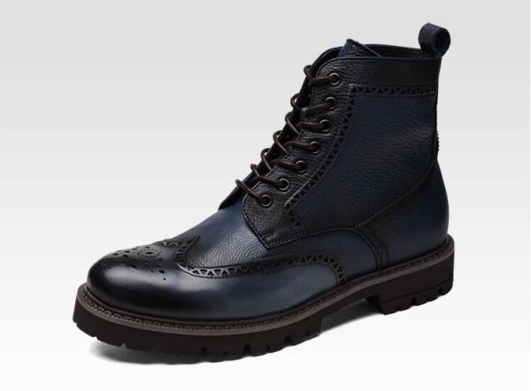 Preto / Marrom Homens de couro Brogue Calça Botas pontiagudas estilo de moda