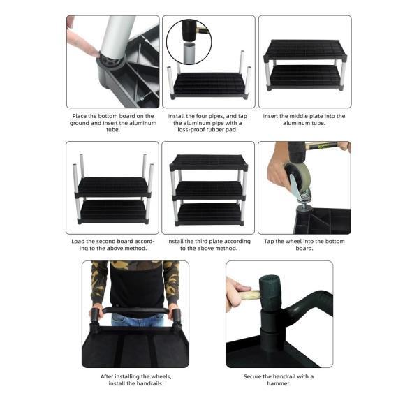 Три уровня Кухня Пищевая тележка Отель Чистящие принадлежности 3 полки тележка на колесах