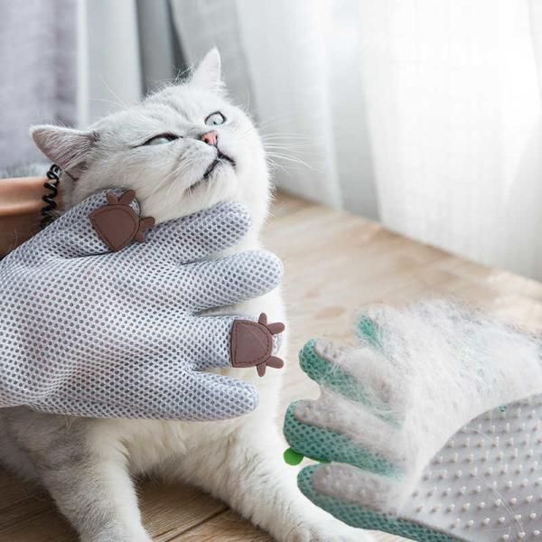 A ferramenta da preparação do cão da escova de Deshedding do cabelo da luva do animal de estimação do silicone para remove o cabelo