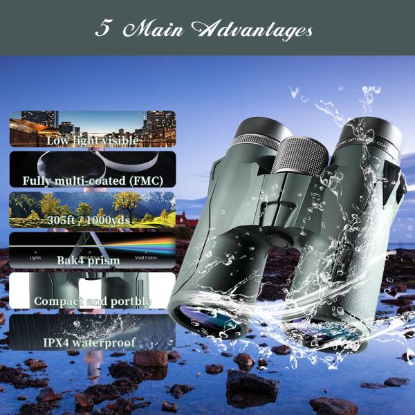 Hollyview 8X42 10x42 Roof Prism Binoculars For Adults Bird Watching Travel Stargazing