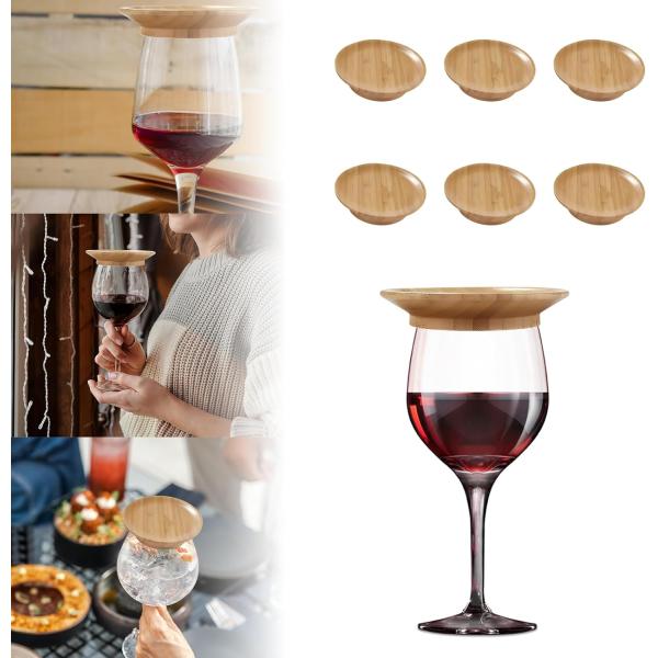 Make Your Party Stand Out Bamboo Wooden Wine Glass Topper for Wine Cup Bowl Coasters