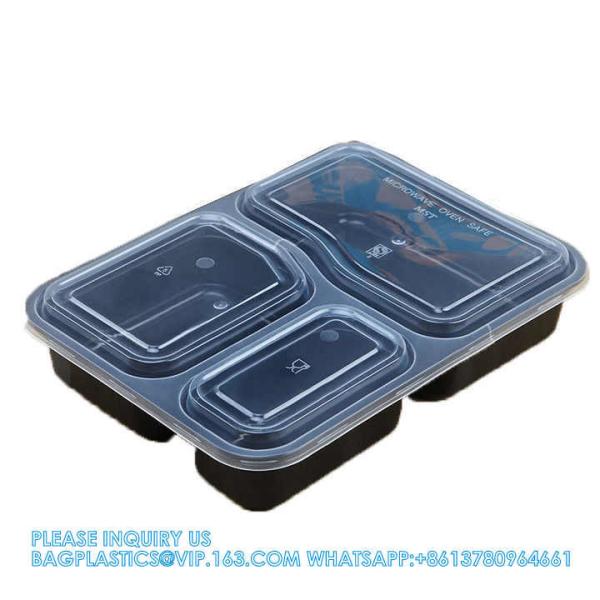 4 Compartment Disposable Meal Prep Container Microwave Lunch Fast Food Pp Takeaway Food Packaging Boxes