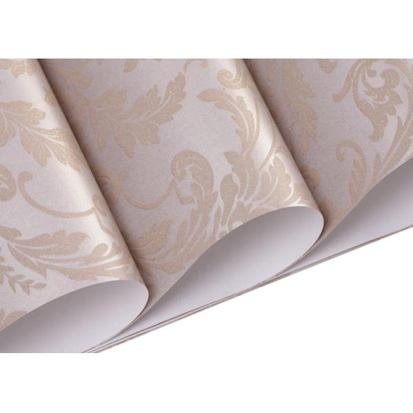 Tear - Resistant Embossed Flocking Country Floral Wallpaper 0.53*10M
