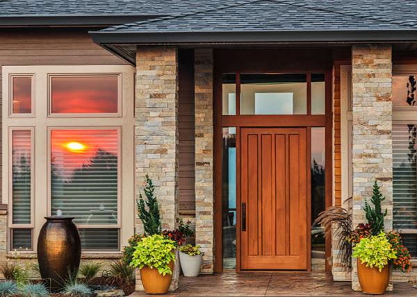 Exterior Teak Wood Single Main Door Designs , Modern Wooden Carving Door Designs