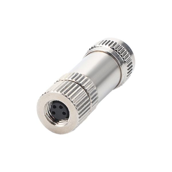 Conector circular à prova d'água M8 Conector feminino blindado de metal montado, à prova d'água IP67