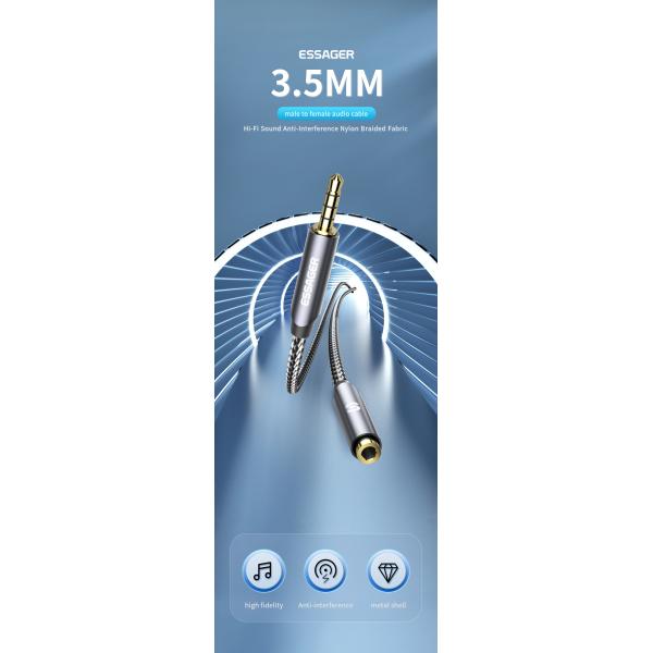 Essager 3.5mm Male to 3.5mm Female AUX Jack Headphone Audio Cables