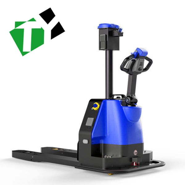 Intelligent Unmanned Forklift with Rated Load 0-5000KG, 1.8m Turning Radius, and Emergency Stop Button