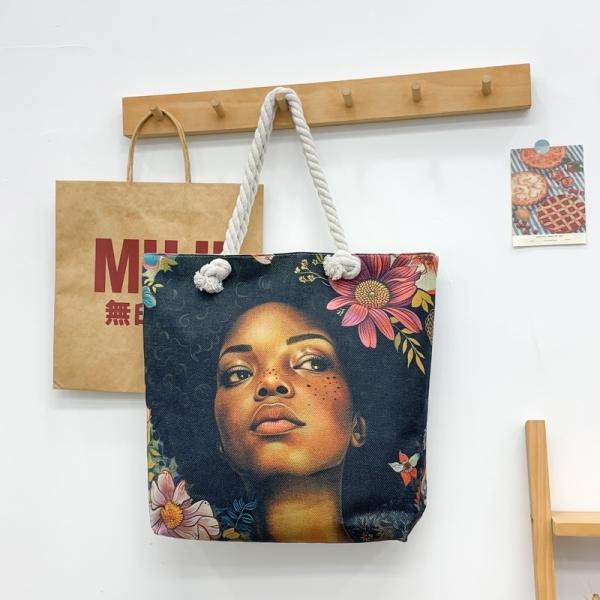 Versatile And Practical Multifunctional Zipper Handbag, Foldable Beach Bag, Creative New Cartoon Print Shoulder Bag