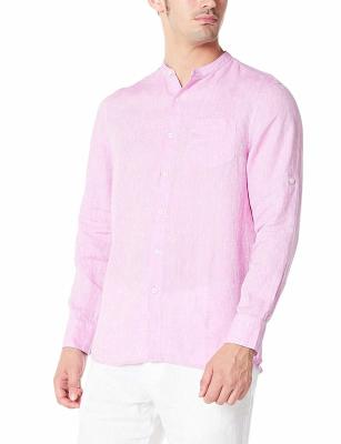 Xs-Xxxl Custom Men'S 100 Percent Linen Shirts Solid Color Casual Style