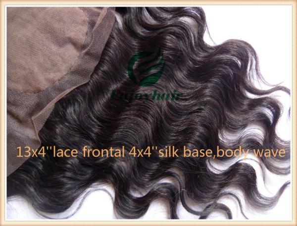 Indian virgin remy hair silk lace frontal 13''x4'' ,natural color body wave 10''-24''.