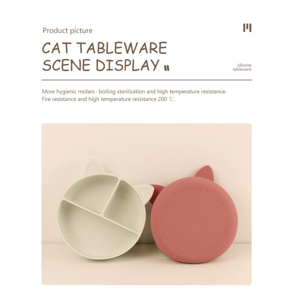 Cat Style Kids Silicone Bowl , Colorful Silicone Divided Suction Plate OEM