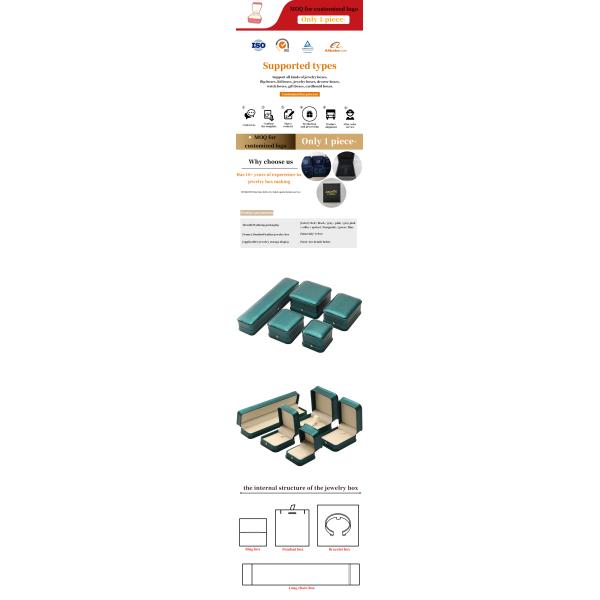 Logo personnalisé Collier Ornaments Boîte de bijoux en cuir vert pour Hanhong 2023 Anneau de luxe