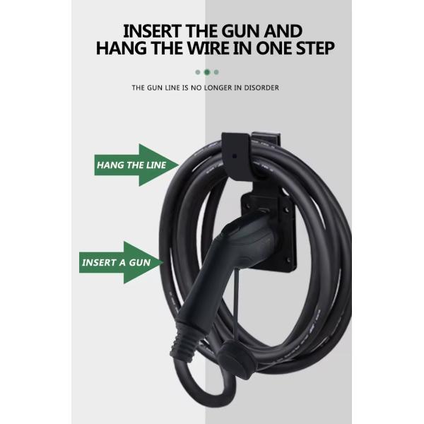 GBT Dummy Socket Wall Mounted Black J-Hook GBT Cable Holster EV Charging Cable Holder