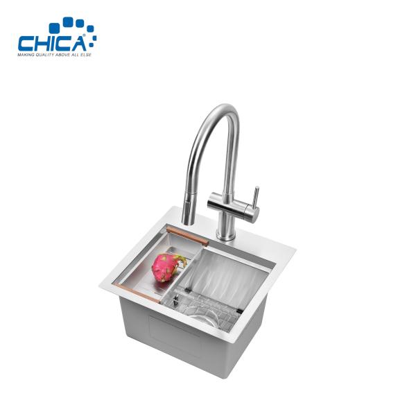 topmount handmade house kitchen sink SUS304 stainless steel single bowl sink