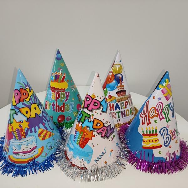 Customized Cartoon Happy Birthday Christmas Paper Gift Hat with Customized Style